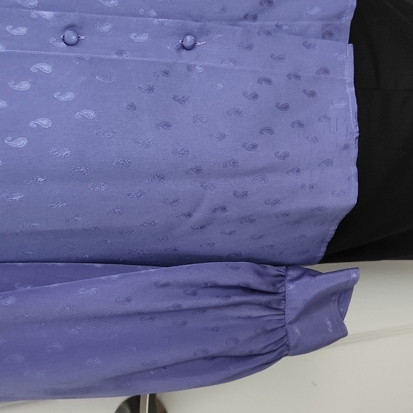 Gloria Vanderbilt Paisley Periwinkle Button Down Blouse - Picture 7 of 14